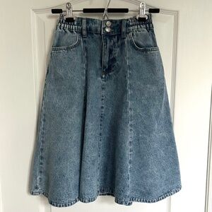 SHEIN Jean Skirt XS Size 2 Denim Flare Elastic Waist Retro 90s